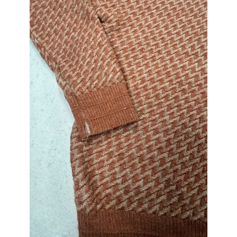 Monte‎ Carlo Collection Sweater Mens 42 Brown Houndstooth Wool Shrink Resist